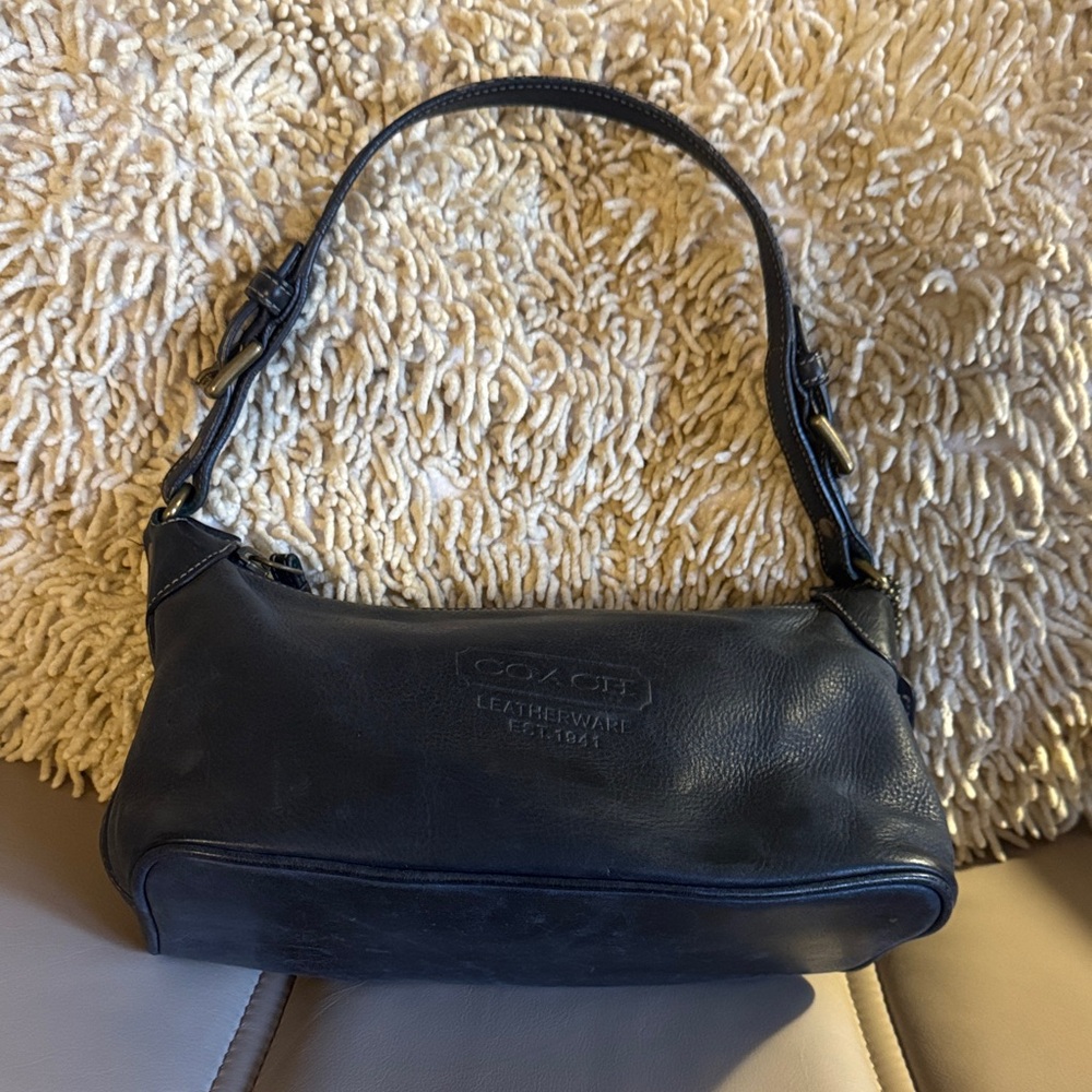 Vintage Coach Dark Leather Shoulder Bag
